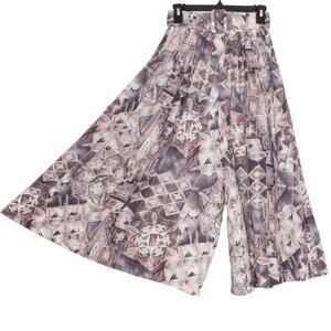 Vintage Womens Pants Wide Leg Gaucho Belted Pleated Pockets Art To Wear XXS FR